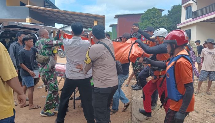 Polsek Sandai Polres Ketapang Bersama Pihak Terkait Berhasil Temukan Seorang Warga Yang Tenggelam Di Sungai Pawan